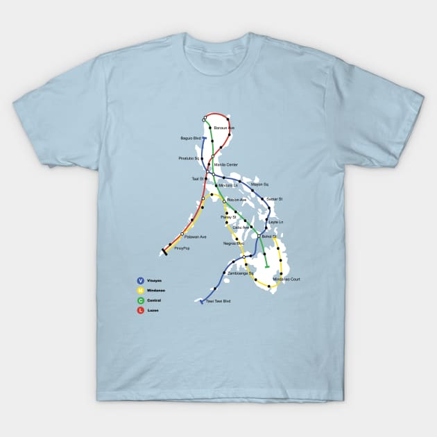 Philippines Transit Map T-Shirt by pinoypop